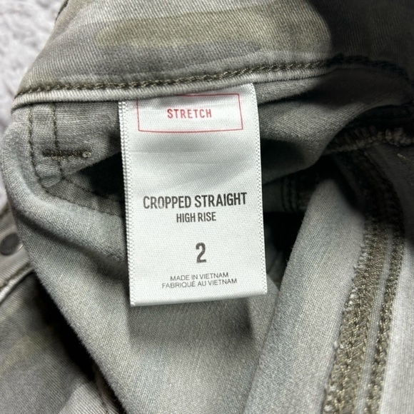 Express Jeans Womens 2 Camouflage Camo Cropped Straight High Rise Stretch Casual - Picture 2 of 5